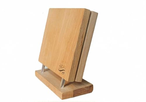 MAXARTI Messerblock ohne Messer Magnetisch Messerhalter Doppelseitige 100% Eiche Massiv Magnetischer Messerhalter,