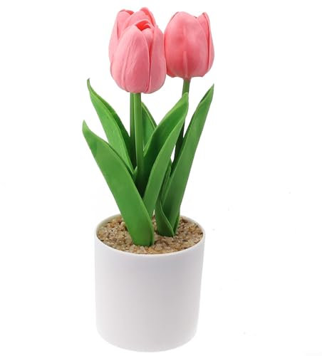 Pianta in vaso di tulipano, fiori artificiali tulipano in vaso, piante artificiali albero in vaso, decorazione per la casa, festa di nozze (per rosa)