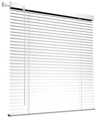 Tende Veneziana in Alluminio con Fissaggio Senza Foratura, su Misura Larghezza 42-150cm Altezza 50-240cm Persiane Veneziane Orizzontali Senza Fili, Privacy, per Finestre Interne(Bianco)
