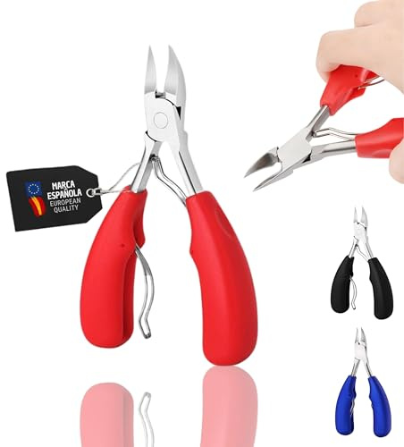 Tirimbeles® Alicates Cortauñas Pies Profesional | Tijeras Uñas Pies Acero Inoxidable | Alta Precisión para Uñas Gruesas y Encarnadas | Mango Ergonómico Antideslizante | Evita Cortes Dolorosos (Rojo)