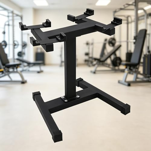 Multifunktionellt hantelställ hantelställ av stålrör, justerbart hantel-förvaringsställ med H-formad bas, fristående hantellförvaring hantelviktshållare lastkapacitet 136 kg