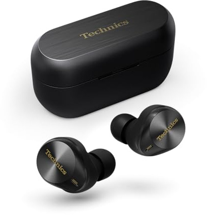 Technics EAH-AZ80E-K Wireless Earbuds with Noise Cancelling, 3 Device Multipoint Bluetooth, Comfortable In-Ear headset, Wireless Charging, Black (Renewed)