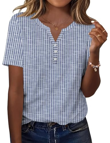 Kistore Womens Shirts Dressy Casual Summer Short Sleeve Tops 2026 Trendy M