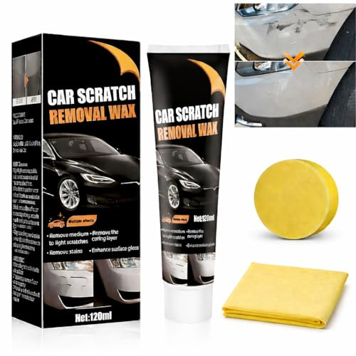 Car Scratch Remover, Upgrade Car Polish,Car Scratch Remover, Scratch Removal Wax With Wipe And Sponge, Easily Repair Paint Scratches, Marks, Abrasion And Stains,For All Car Paint Surfaces