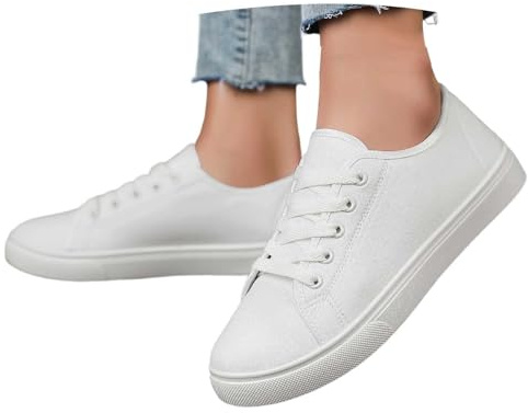 Basket Femme-Baskets en toile pour femme - Blanc - Tissu unisexe - Chaussures de sport - Chaussures de sport rétro basses - Chaussures de loisirs élégantes et légères-Chaussures en tissu confortables