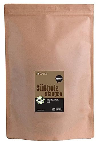 Wohltuer Bio Süßholzstangen ganz | ca.15 Stück à 11 cm | Süßholzwurzel aus Spanien 100g | Lakritzstangen
