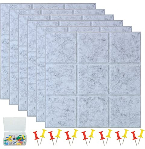 AKOLAFE 6 Stück Pinnwand Filz 30x30 cm Groß Selbstklebend Pinwand mit 40 Reißzwecken Memo korkplatte Quadrat Fotopinnwand Grau Feltboard DIY Korkwand für die Wand, Fotos, Kinderzimmer