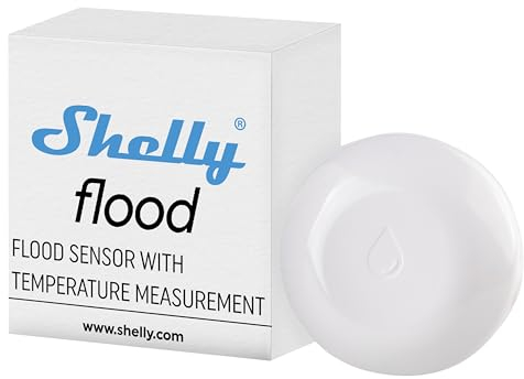 Shelly Hochwasser | Kabelloser Flutsensor mit Temperaturmessung | Hausautomation | iOS Android App | Tropf- & Leckalarm | Fußbodenheizungssteuerung | Kompaktes Design | Einfache Bedienung