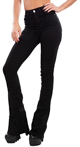 Toocool Jean Femme Taille Haute évasé Slim Flare, Denim Stretch Push-up, 5 Poches, Coupe Confortable, VI8008