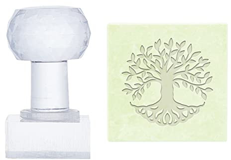 PandaHall Tampon acrylique arbre Tampon Savon Arbre de Vie Savon Timbre Timbre d'impression de chapitre de savon rond pour biscuits faits à la main en argile à biscuits Gummier