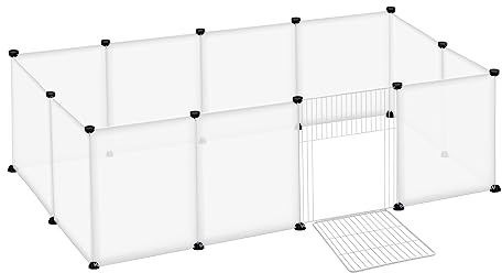 YRHome Enclos en treillis pour lapins, lapins, cochons d'Inde, cage pour petits animaux avec porte, roue libre, enclos pour petits animaux, 145 x 75 x 48 cm Transparent