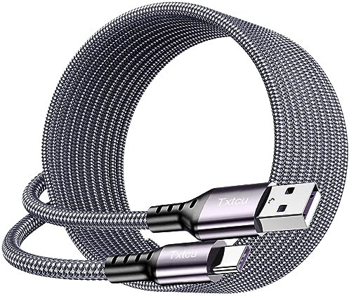 Txtcu Extra Long USB C Cable 8M, PS5 Controller Charger Premium Braided A to Type Cord, for Samsung Galaxy S10/S9/S8 Plus, Note 10 9 8, PS5, LG V30 V20 G6 G5, Moto, Huawei P30, Grey