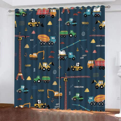 MELABE Cartoon-Fahrzeug Vorhang Wärmeisolierend 2Er Set, Farbige Autos Blickdichte Gardinen, Thermo Vorhänge Für Schlafzimmer Wohnzimmer Kinderzimmer Küche Fensterdekoration 117.5B x 230H