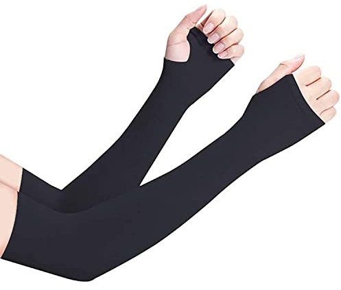 XJARVIS Manicotto per braccia con protezione solare UV marrone chiaro con foro per pollice, per uso esterno e interno, unisex, per uomini, donne e bambini, con effetto di compressione e raffreddamento