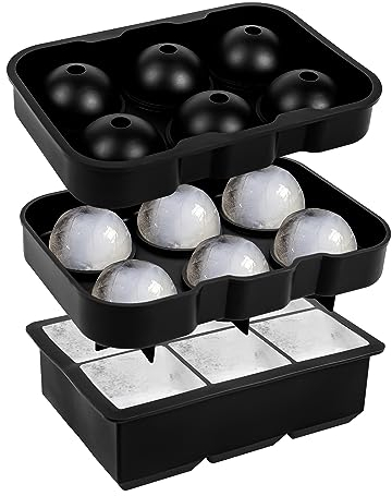Albert Austin Set of 2 Ice Cube Trays with Lid Silicone Trays Ice Ball Maker Space Saving Ice Trays for Freezer Groove Design Ice Cube Moulds Reusable Non Breakable Ice Trays for Cocktails Milk
