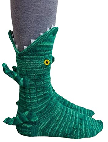 Fulenyi Calcetines de punto de animales de cocodrilo, patrones de punto de moda, puños de punto caprichosos, no tradicionales, patrones de punto modernos, calcetines de punto de animales, A: