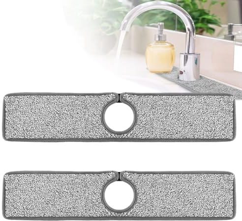 TRKETK 2 Piezas Alfombrillas Absorbentes para Grifo, Alfombrilla Envolvente para Fregadero de Cocina Alfombrilla Absorbente Fuerte para Fregadero Alfombrilla Envolvente para Baño Bar Cocina(Gris)