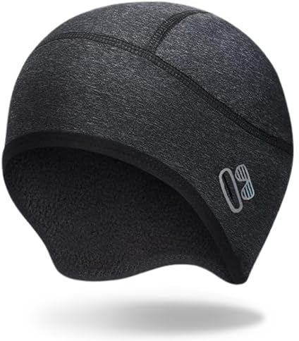 INGJIA Berretto Sottocasco Bici con Fori per Occhiali, Pile Invernali Termico Antivento Running Skull cap Copricapo Berretto da Casco da Ciclismo, Fodera Casco per Uomo e Donne per Sci, Moto