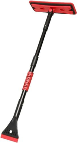 Auto-Schneeschaufel, teleskopisch, multifunktionale Schwammbürste, Glasschaber, Schneeauftauung, Entfeuchtung, Schneeschaufel, LKW-Werkzeuge (rot a)