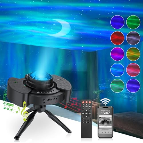 YGiTK LED Sternenhimmel Projektor, Galaxy Sternenprojektor 350° Verstellbar mit Timer/Fernbedienung/Wireless Lautsprecher, Lampe Sternenhimmel White Noise Aurora Projektor für Kinder Zimmer Deko