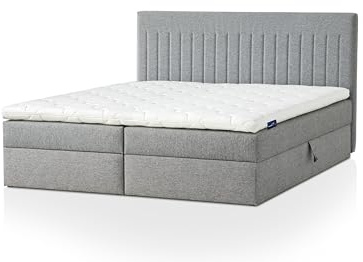 Traumnacht Lit boxspring Nizza avec Rangement Pratique, Matelas à Ressorts ensachés 7 Zones (H3) et surmatelas en Mousse Confort, Montage Facile, 180 x 200 cm, Gris