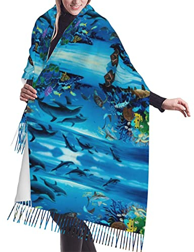 fifbird Beagle - Bufanda de cachemira con flecos para mujer, bufanda de cachemira, chal de lana cálida para invierno
