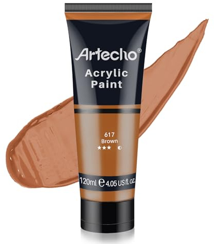 Artecho Tube de peinture acrylique marron (120 ml) pour peinture sur toile, roche, pierre, bois, tissu, fournitures d'art