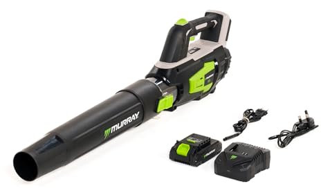 Murray Soplador Inalámbrico 20V 4Ah Li-Ion MU-BAT-B144-KIT – 16.000 RPM, Velocidad del Aire 144 km/h – Ideal para Jardines, Caminos y Entradas – Compacto 2,1 kg, 20V Soplador