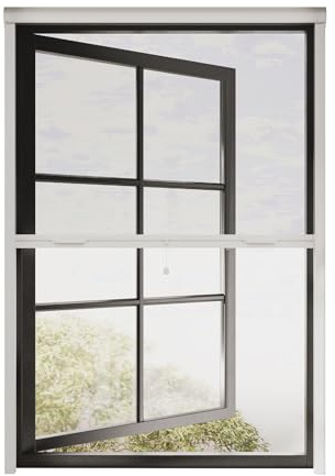 Cocoon Fliegengitter Fenster 85 x 150, Insektenschutzrollo mit Kasette Kürzbar, Mückennetz Fenster Einfache Montage - Rahmen in Weiß