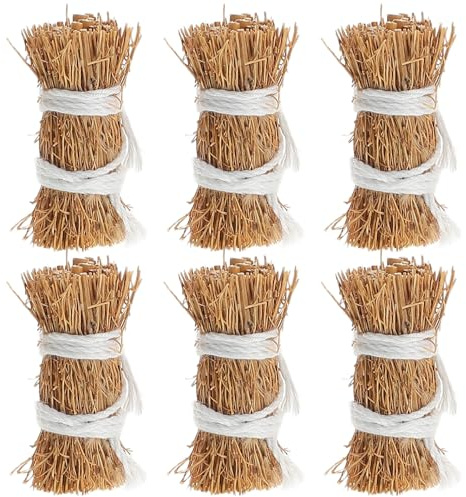 Supvox Lot de 6 balles de foin miniatures pour décoration de maison de poupée - Matériel de bricolage en herbe - Petites pour jardins miniatures et décoration de table