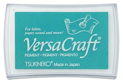 Tsukineko VersaCraft Bläckdyna till Stämpling - Aquamarine (Blå) - Stor – Vattenbaserad, Opak, Arkivbeständig - Embossing