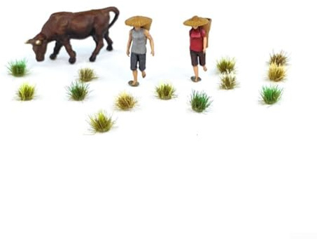 Hierba estática verde tupida para mechones para modelo de terreno y construcción de diorama, 104 piezas (2)