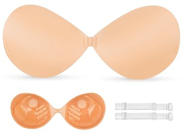 KSang Soutien-gorge push-up adhésif, épais, rembourré, sans bretelles, pour femme, soutien-gorge invisible auto-adhésif pour robe de mariée