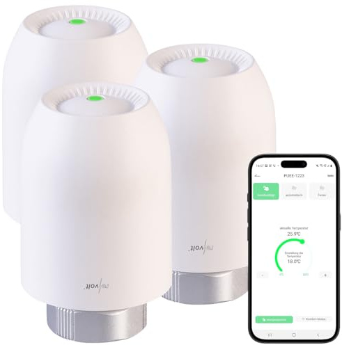revolt Smart Home Thermostat: 3er-Set Heizkörper-Thermostate mit App-Programmierung, Bluetooth (Fenstererkennung, Heizkörperthermostate Danfoss)