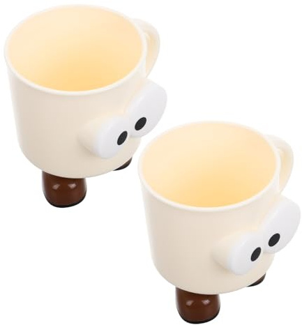 Toyvian 2 Tazze per Risciacquo con Manico in Plastica Infrangibile Porta Spazzolino da Denti con Personaggi Cartoni Animati Tazze da Bagno Grandi per Igiene Orale Indipendente