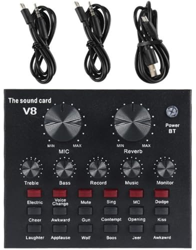 NUOBESTY Carte Son Externe Professionnelle Microphone à Condensateur 800, Table de Mixage DJ Réglable, Modificateur de Voix pour Streaming et Podcast, Équipement Audio pour Diffusion