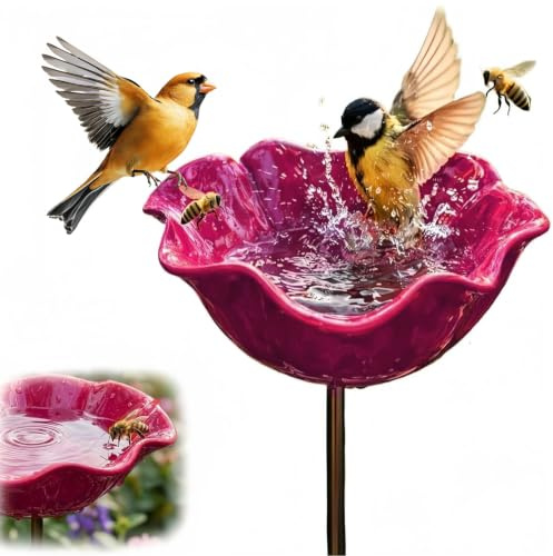 OKMIJN Bain D’Oiseaux Mangeoire & Abreuvoir pour Oiseaux Forme de Fleur
