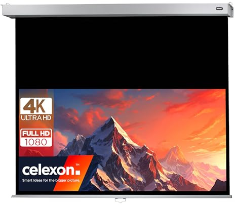 celexon Schermo per proiettore Home Cinema e Business Roll 4K e Full HD con Slow-Return Professional Plus - 280 x 175 cm - 16:10-130