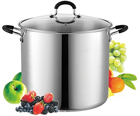 Cook N Home Stockpot Sauce Pot Induction Pot With Lid Professional Stainless Steel 12 Quart, Dishwasher Safe With Stay-Cool Handles, Silver