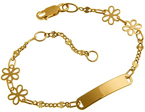 Baby Gravurarmband, ID Armband, Kinderarmband 585 Gold, inkl. Gravur, Länge 14cm