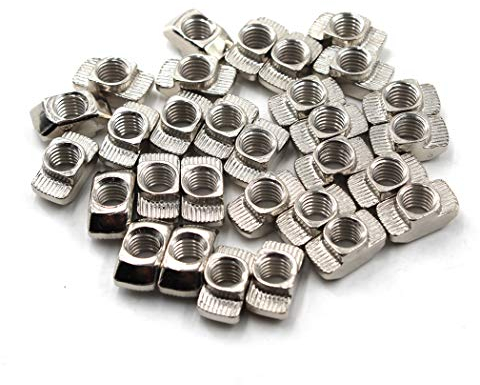 M6 T Nut Nickel Plated Carbon Steel T Slot Nut For 3030 Aluminum Extrusion European Standard (Pack of 50)