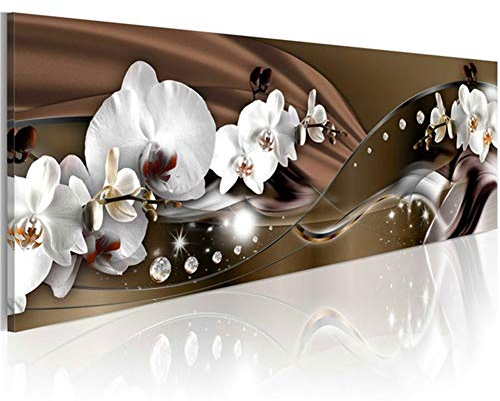5D Diamant Malerei Kits Große Full Bohrer DIY Diamond Painting Braune Weiße Orchidee Strass Kristall Handwerk Kunst Stickerei Kreuzstich Bilder Leinwand für Home Wand Decor Rundbohrer 40x80cm H3510