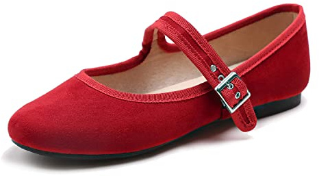 Feversole Women's Mary Jane Fashion，Scarpe Basse Classiche da Donna Décolleté Eleganti Mary Jane con Fibbia Morbida Scarpe da Ballo per Balletto per Donna Rosa 40