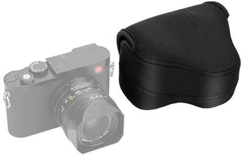 JJC Funda de Neopreno Ultra Ligera para Leica Q3, Q2, Q, Canon EOS R7 & R10 con RF-S 18-45mm f/4.5-6.3 IS STM Lente Apta para Cámaras de hasta 130 x 75 x 100mm (5.1 x 2.9 x 3.9) Negro