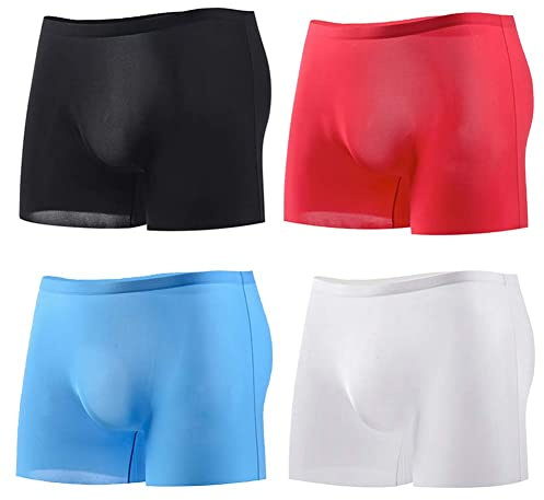 Alienjoy Boxer fin en soie glacée pour homme - Sous-vêtements sexy sans coutures - Doux pour la peau - Taille basse
