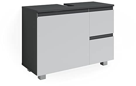 Vicco Waschbeckenunterschrank Anthrazit/Weiß J-Shape 80x61x33 cm - Unterschrank für das Badezimmer, Zusätzlicher Stauraum direkt unter dem Waschbecken
