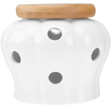 BESTonZON Pot Oignons Pot A L Ail de L ail Céramique Garlic Jar Stockage Organisateur Cuisine Cuisine économiseur de Conteneur pour Onion Pattéo Citron Boite A Oignons