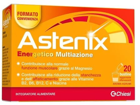 Chiesi Astenix 20 Bolsitas - Suplemento dietético energético multiacción - Aroma cítrico