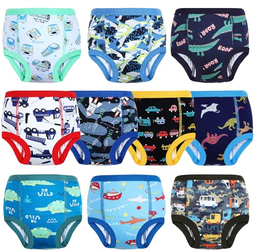 MOEMOE BABY Töpfchen Trainingshose, 10 Stück Baumwolle Töpfchen Trainingshose Kinder Trainer Töpfchentraining Unterhosen für Jungen Mädchen, Blau, 2 Jahre