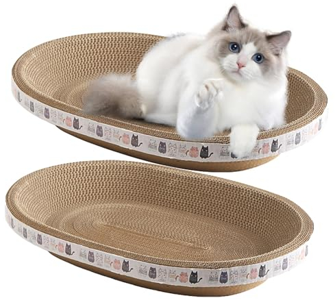 2PCS Kratzpappe Für Katzen - Ovales Runde Lounge Kratzbrett, Katzenkratzschale Zum Schutz Von Möbeln, Couch Und Bett - Kratzmöbel Für Trainings Spielzeug (47 * 32cm)